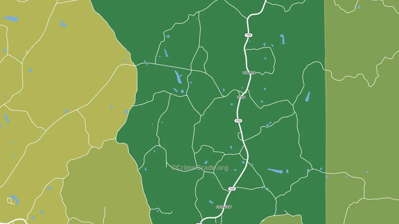 Zion, AL Map of Burglary Rates