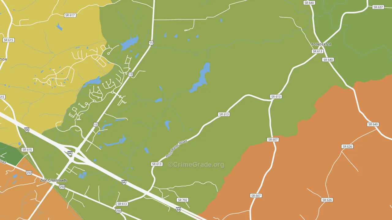 Zion Crossroads, VA Map of Burglary Rates
