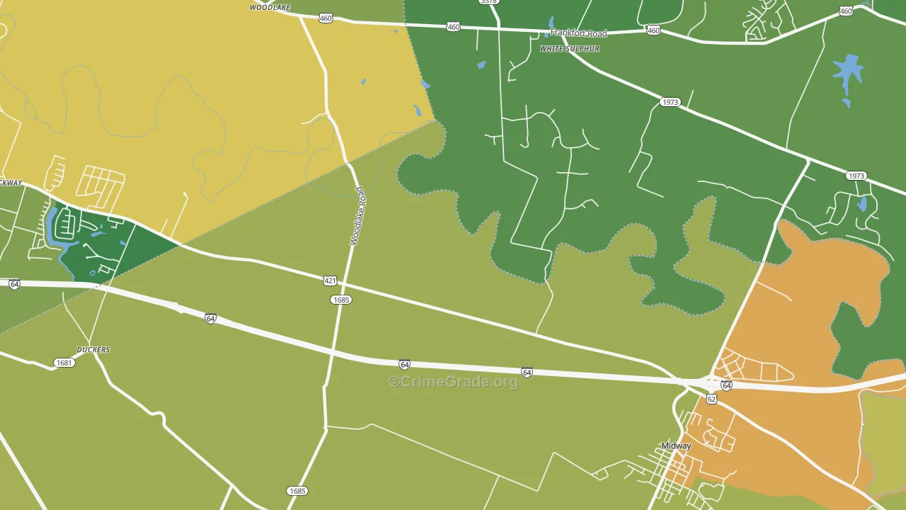 Zion Hill, KY Map of Burglary Rates