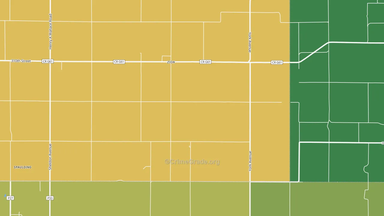 Zion, IA Map of Burglary Rates
