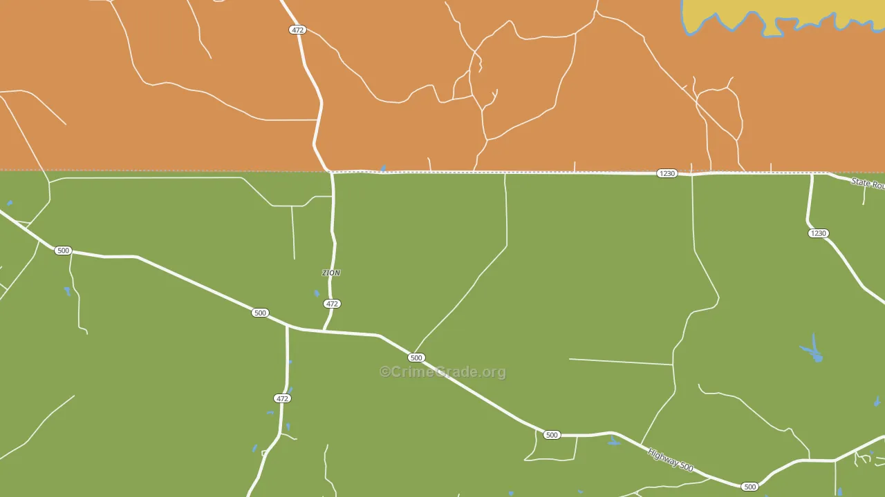 Zion, LA Map of Burglary Rates
