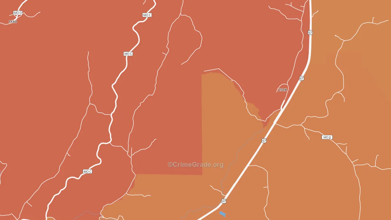 Zion, MO Map of Burglary Rates