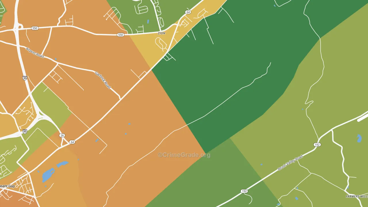 Zion, PA Map of Burglary Rates