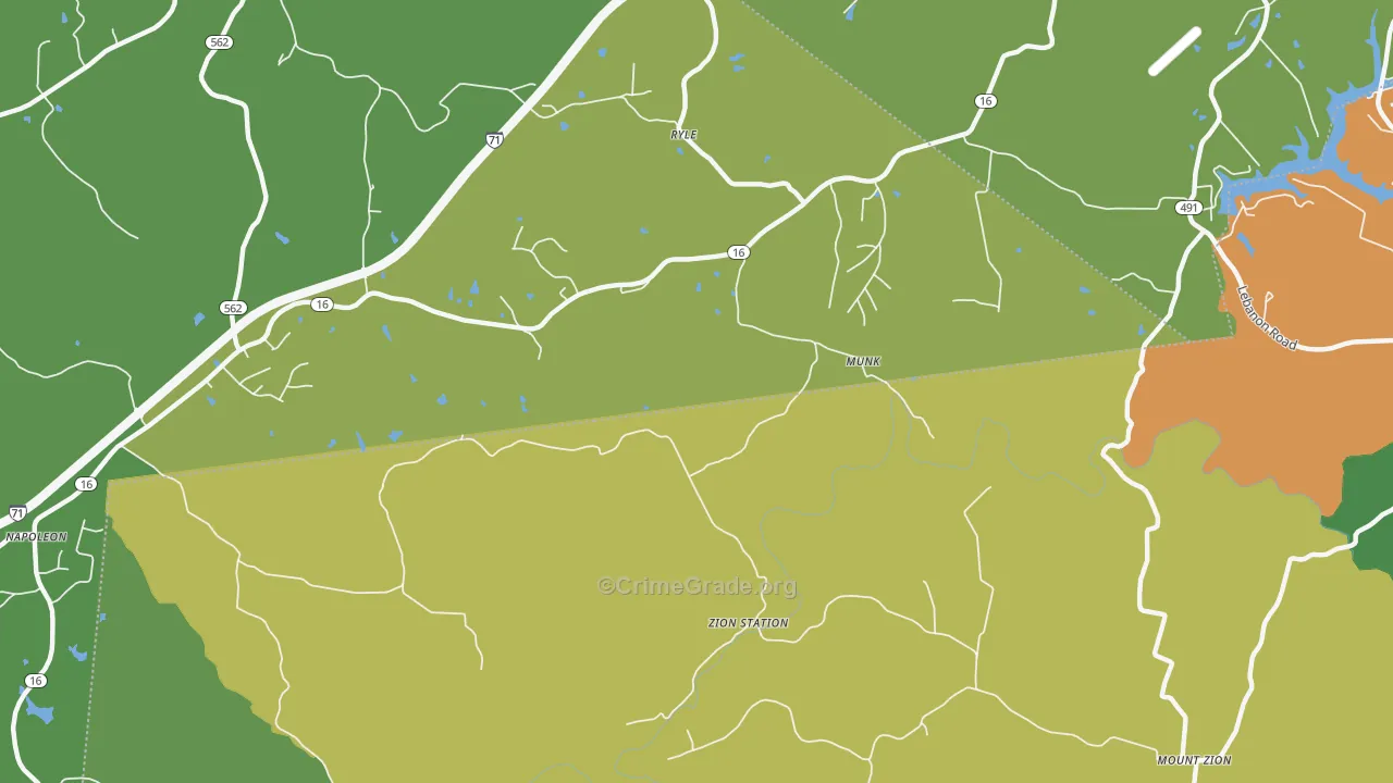 Zion Station, KY Map of Burglary Rates