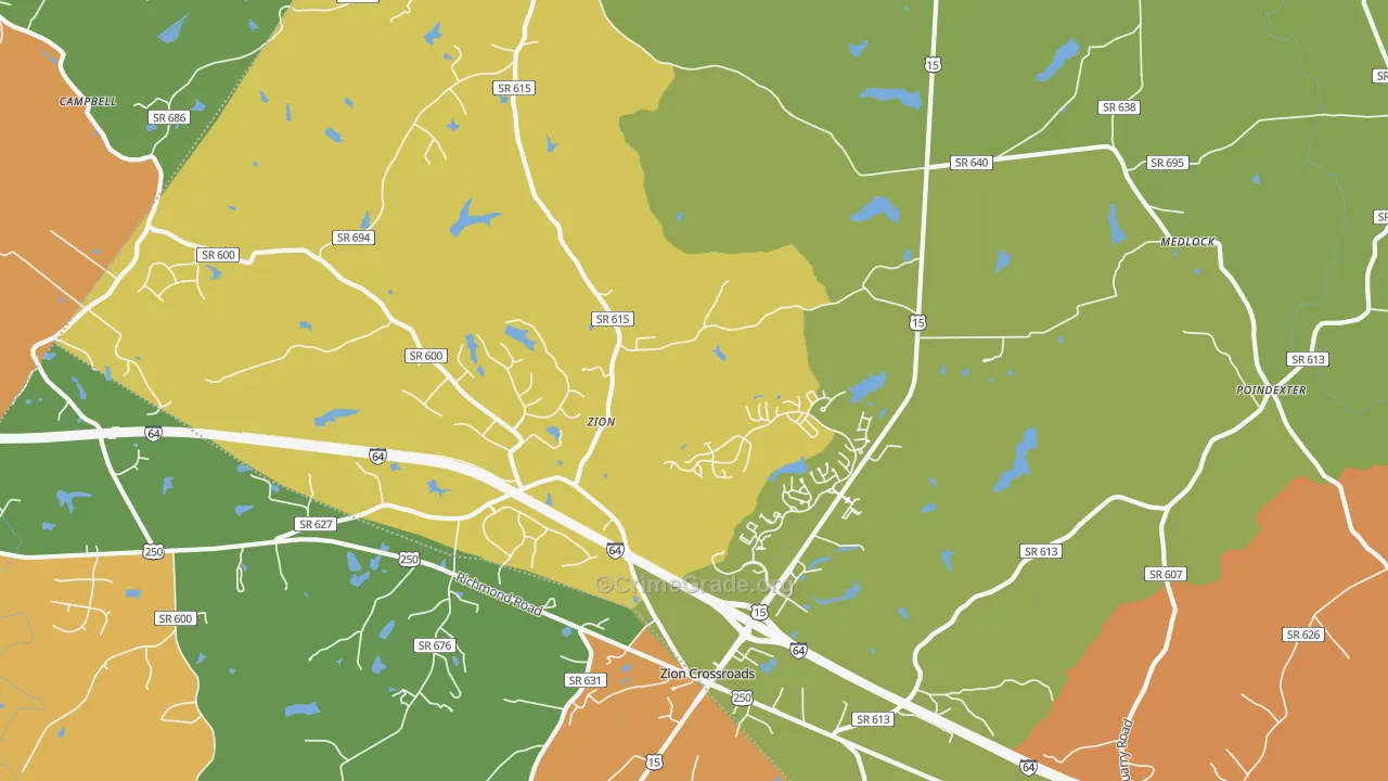 Zion, VA Map of Burglary Rates