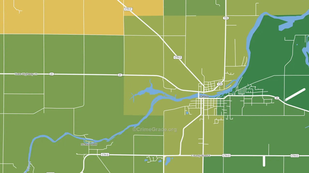 Zion, WI Map of Burglary Rates