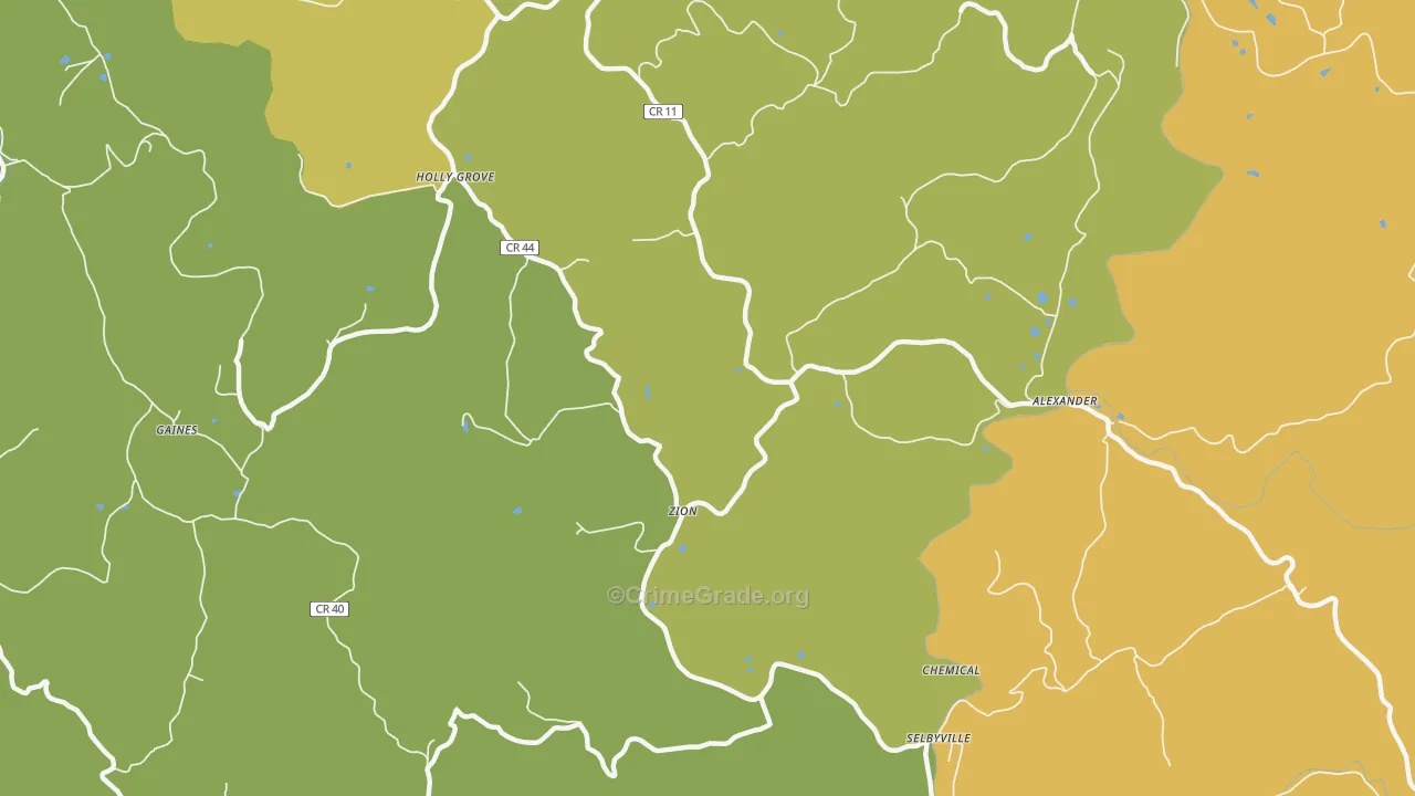 Zion, WV Map of Burglary Rates