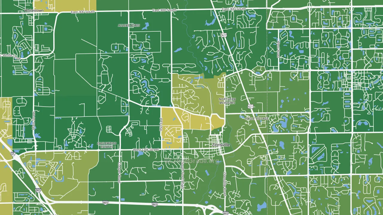 Zionsville, IN Map of Burglary Rates