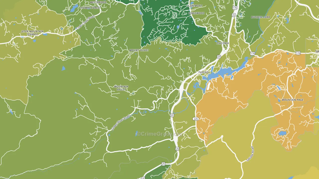 Zirconia, NC Map of Burglary Rates