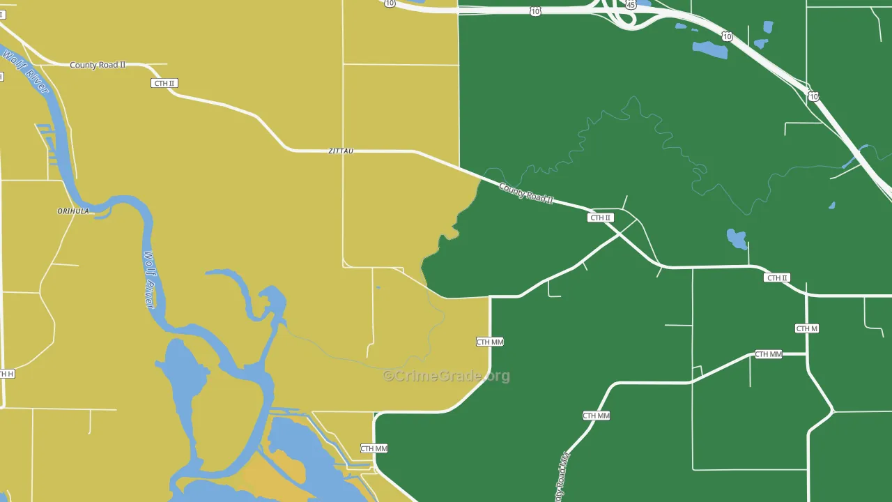 Zittau, WI Map of Burglary Rates