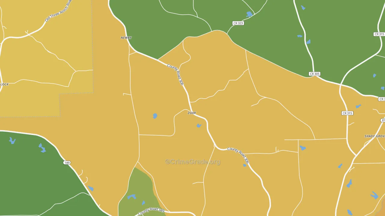 Zoar, AL Map of Burglary Rates