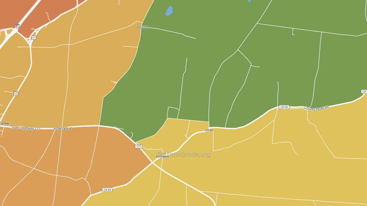 Zoar, NY Map of Burglary Rates