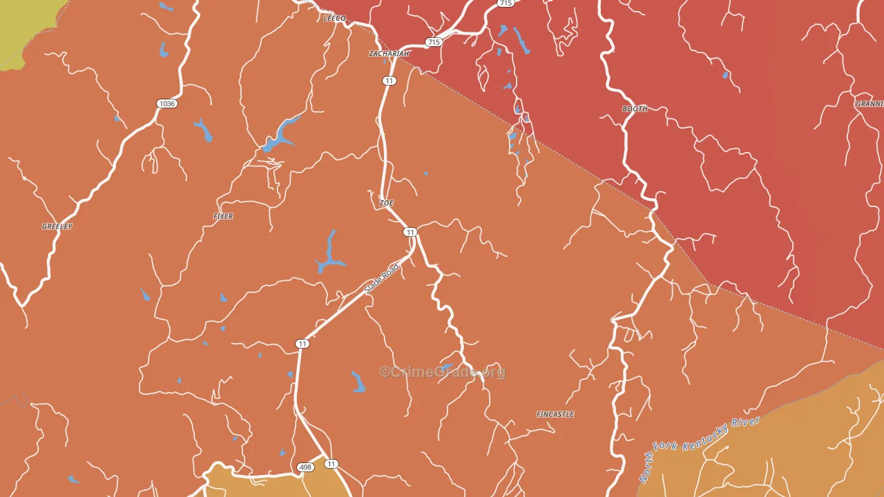Zoe, KY Map of Burglary Rates