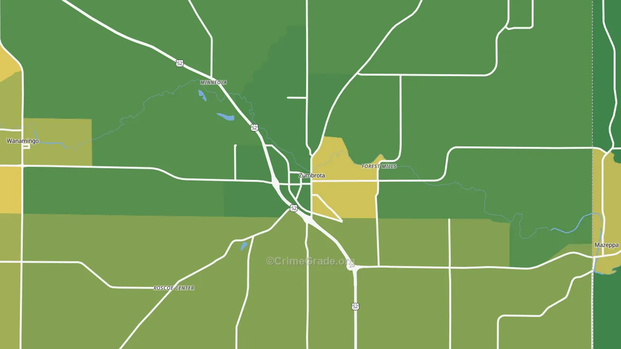 Zumbrota, MN Map of Burglary Rates
