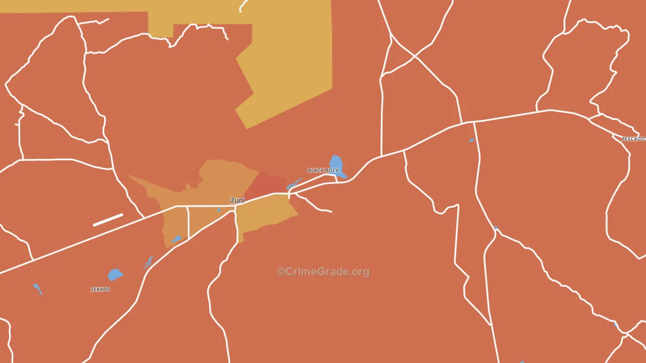 Zuni, NM Map of Burglary Rates