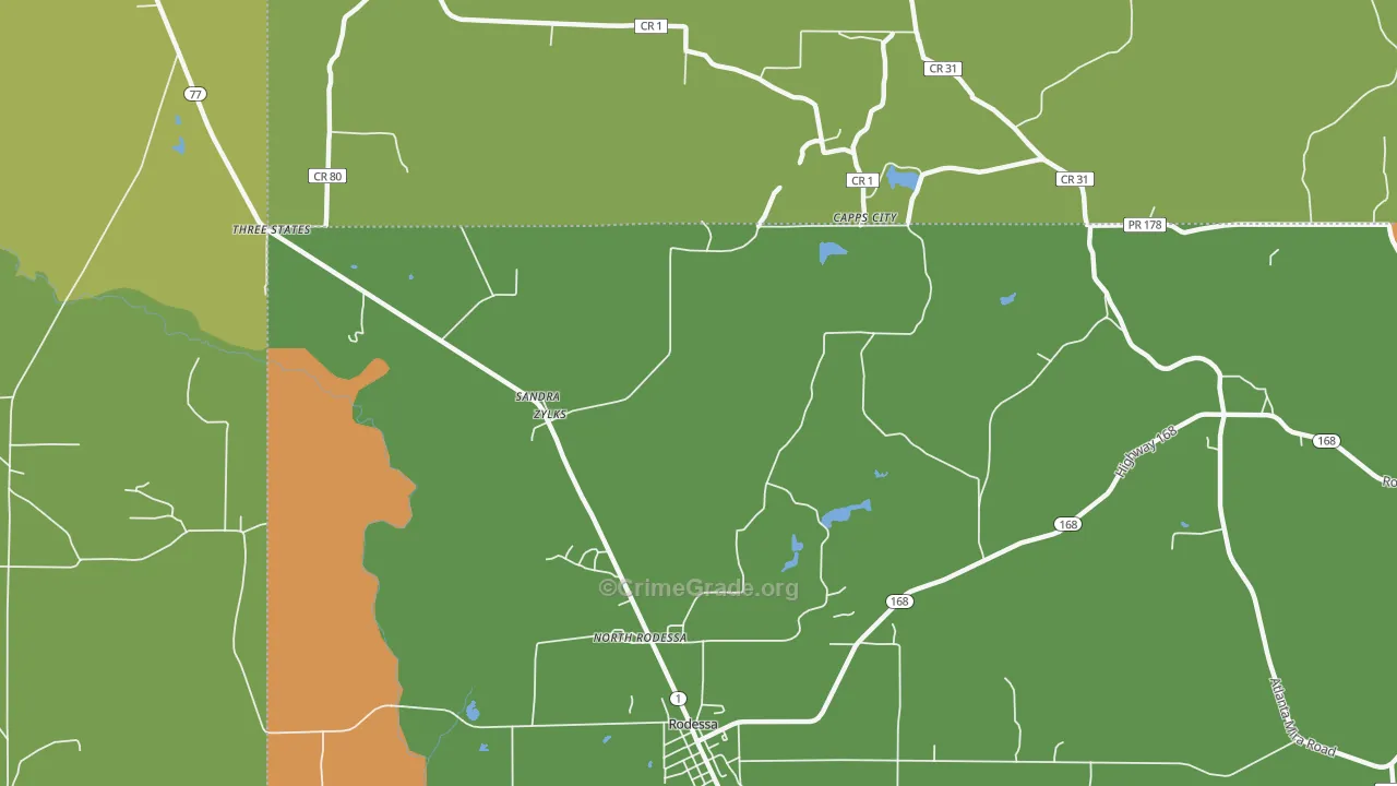 Zylks, LA Map of Burglary Rates