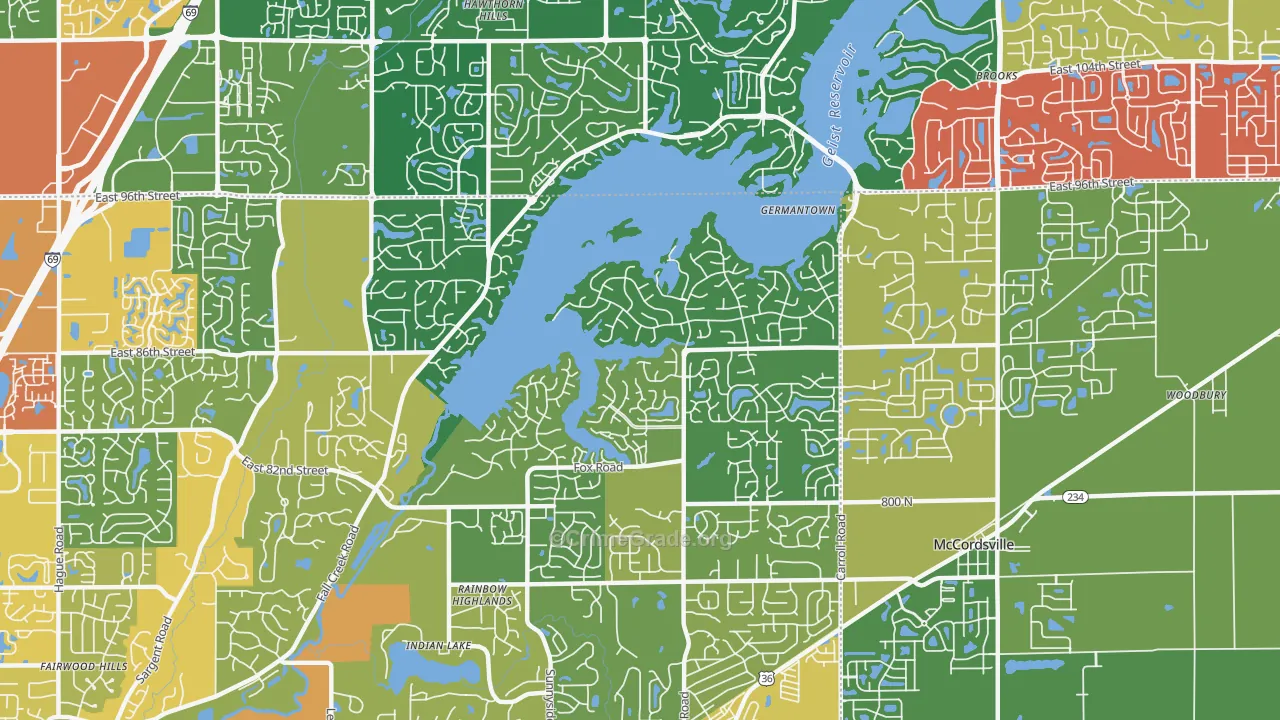 Geist, Indianapolis, IN Map of Rates