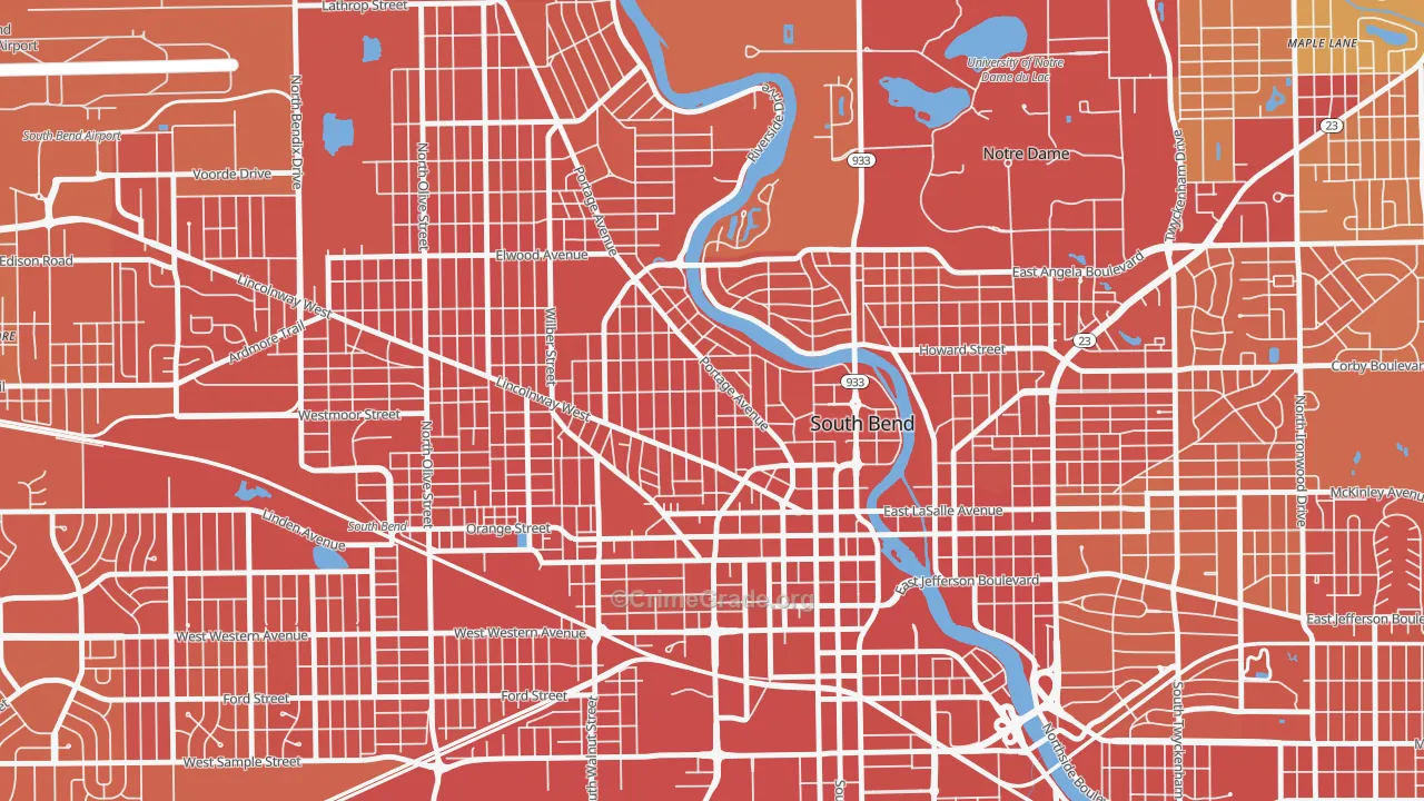 Nearnorthwest, South Bend, IN Map of Rates