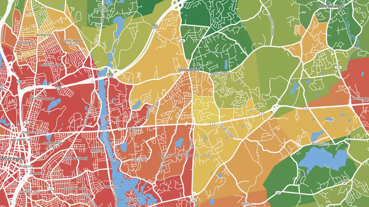 01545, MA Map of Drug-Related Crime Rates