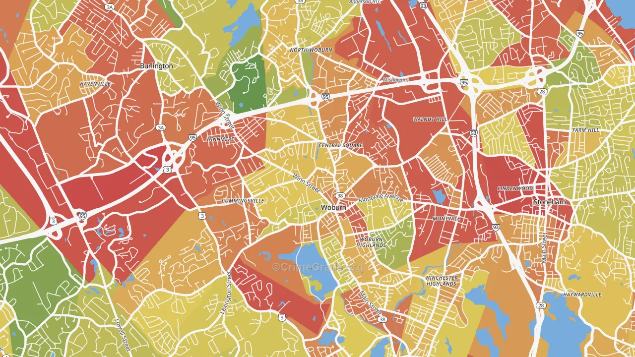 01801, MA Map of Drug-Related Crime Rates