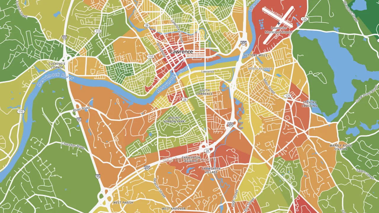 01843, MA Map of Drug-Related Crime Rates