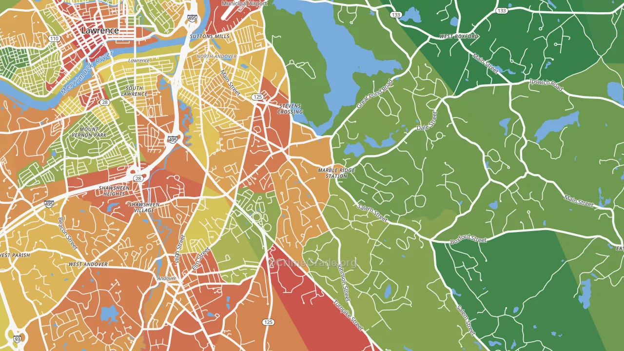 01845, MA Map of Drug-Related Crime Rates