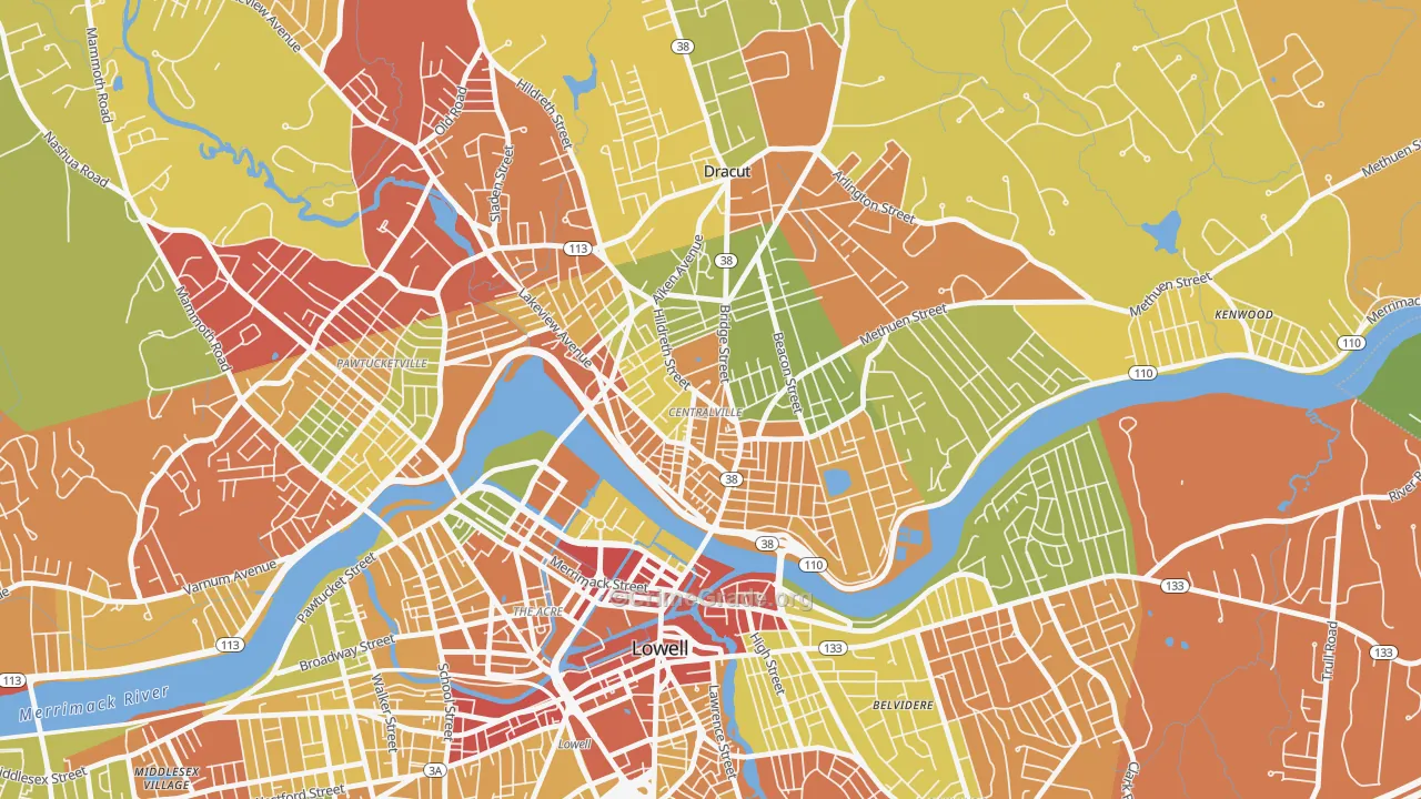 01850, MA Map of Drug-Related Crime Rates