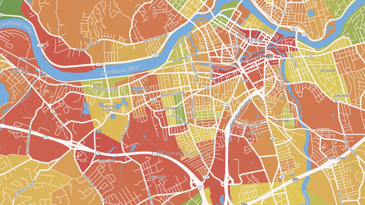 01851, MA Map of Drug-Related Crime Rates