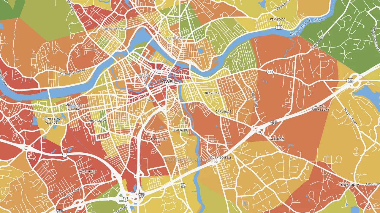 01852, MA Map of Drug-Related Crime Rates