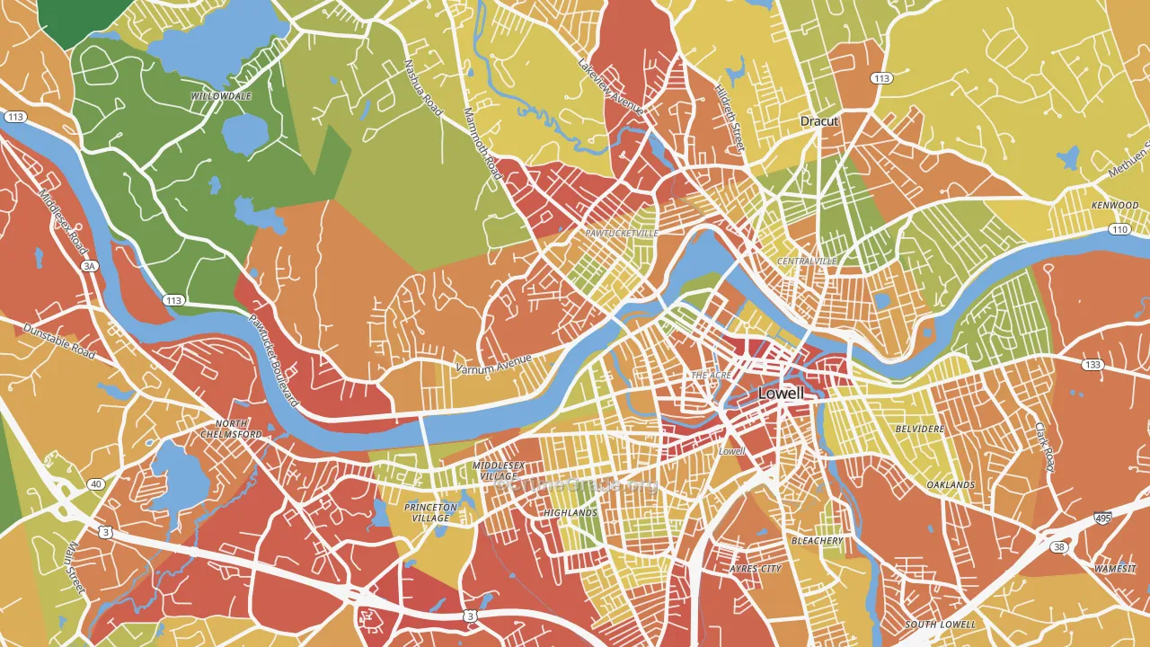 01854, MA Map of Drug-Related Crime Rates