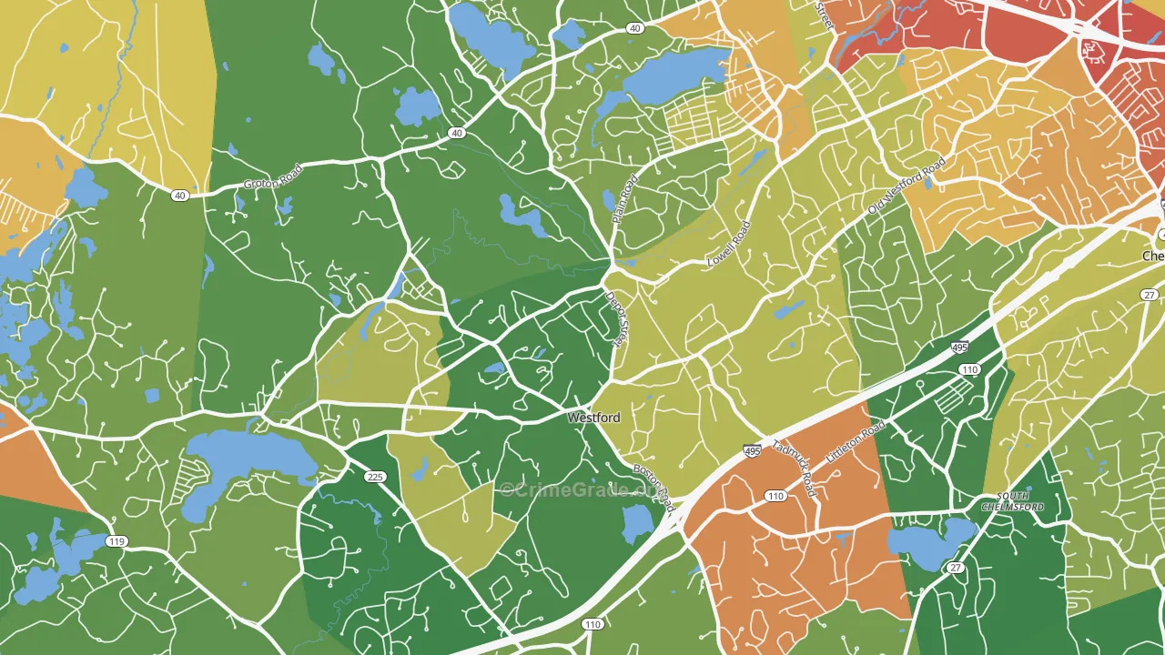 01886, MA Map of Drug-Related Crime Rates