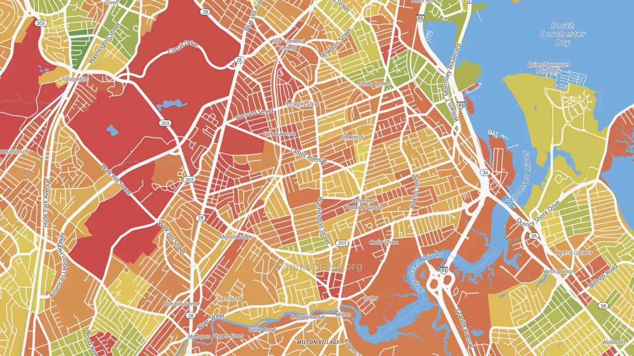 02124, MA Map of Drug-Related Crime Rates