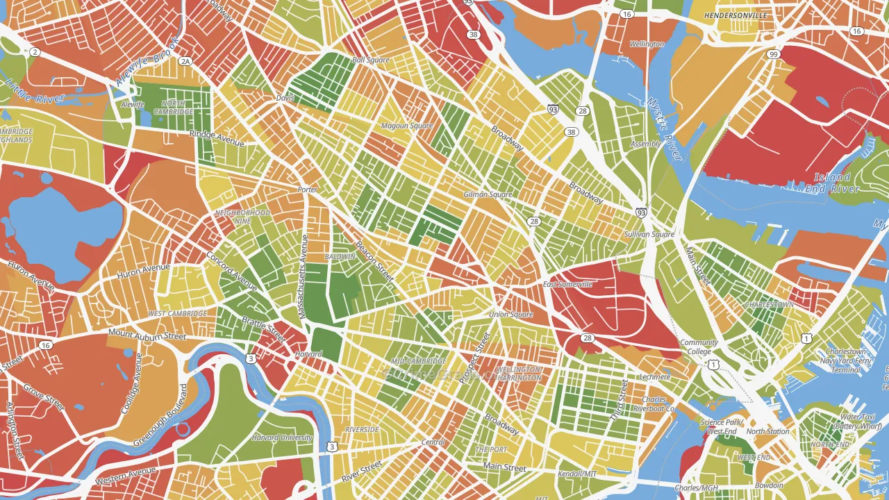 02143, MA Map of Drug-Related Crime Rates