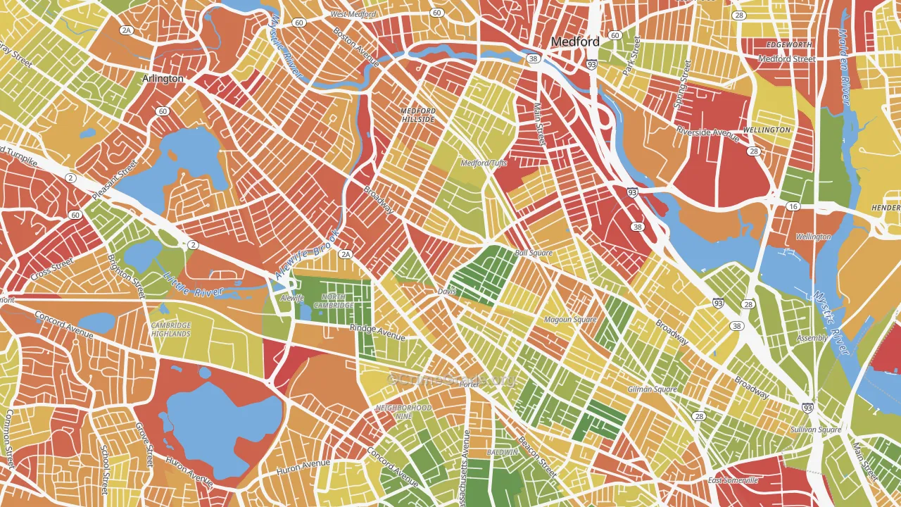 02144, MA Map of Drug-Related Crime Rates