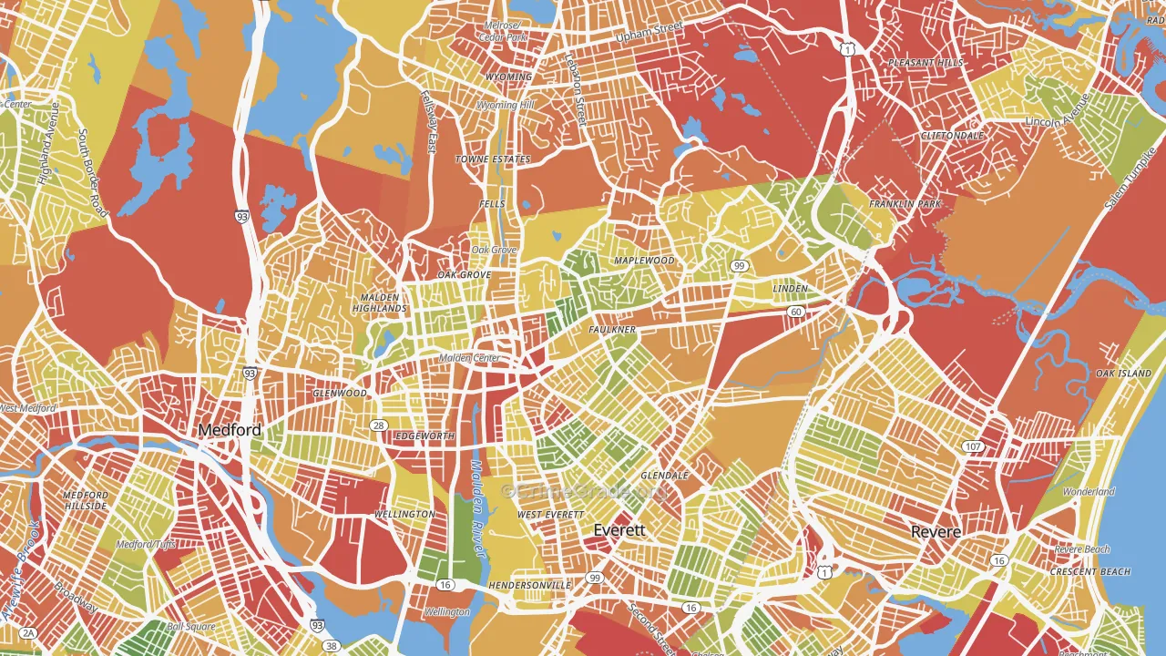 02148, MA Map of Drug-Related Crime Rates