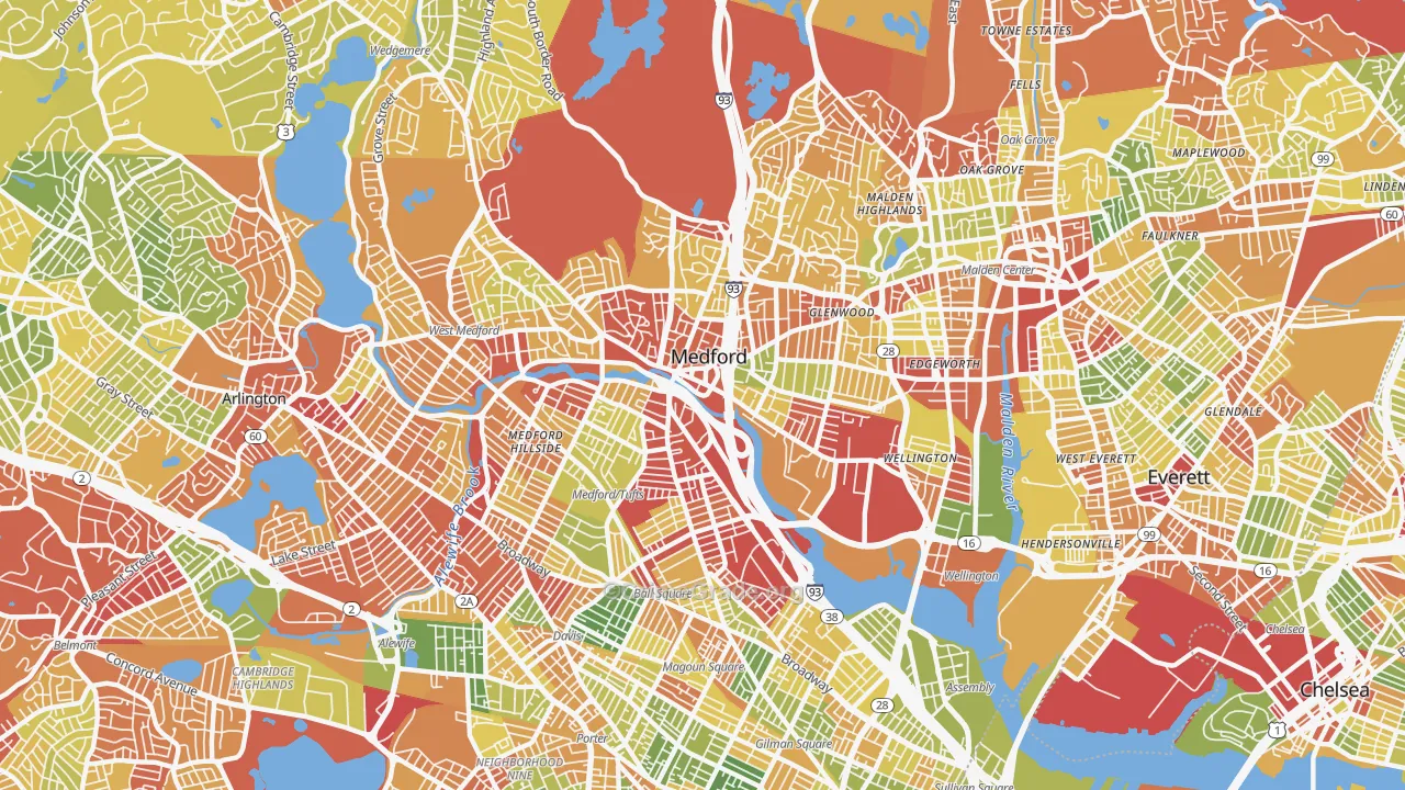 02155, MA Map of Drug-Related Crime Rates