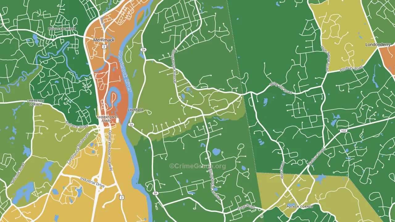 03052, NH Map of Drug-Related Crime Rates
