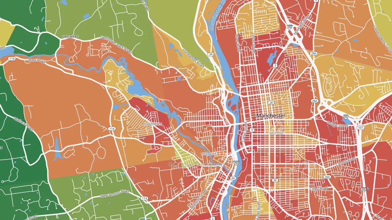 03102, NH Map of Drug-Related Crime Rates