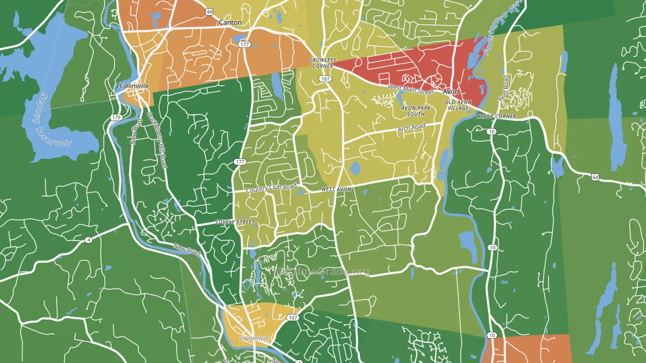 06001, CT Map of Drug-Related Crime Rates