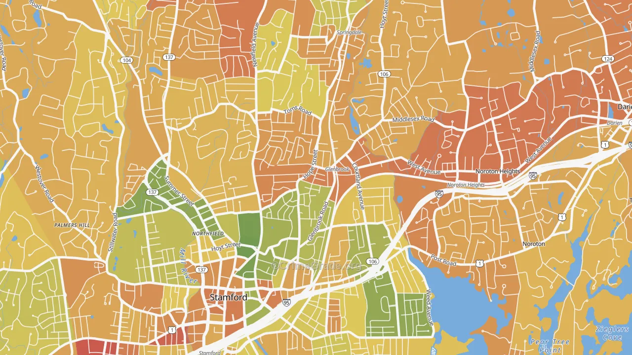 06906, CT Map of Drug-Related Crime Rates