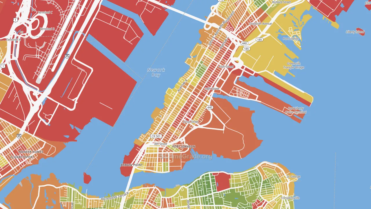 07002, NJ Map of Drug-Related Crime Rates