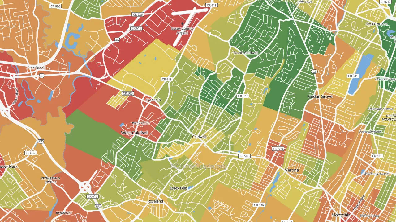 07006, NJ Map of Drug-Related Crime Rates