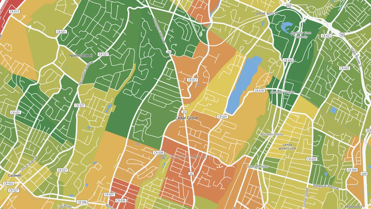 07009, NJ Map of Drug-Related Crime Rates