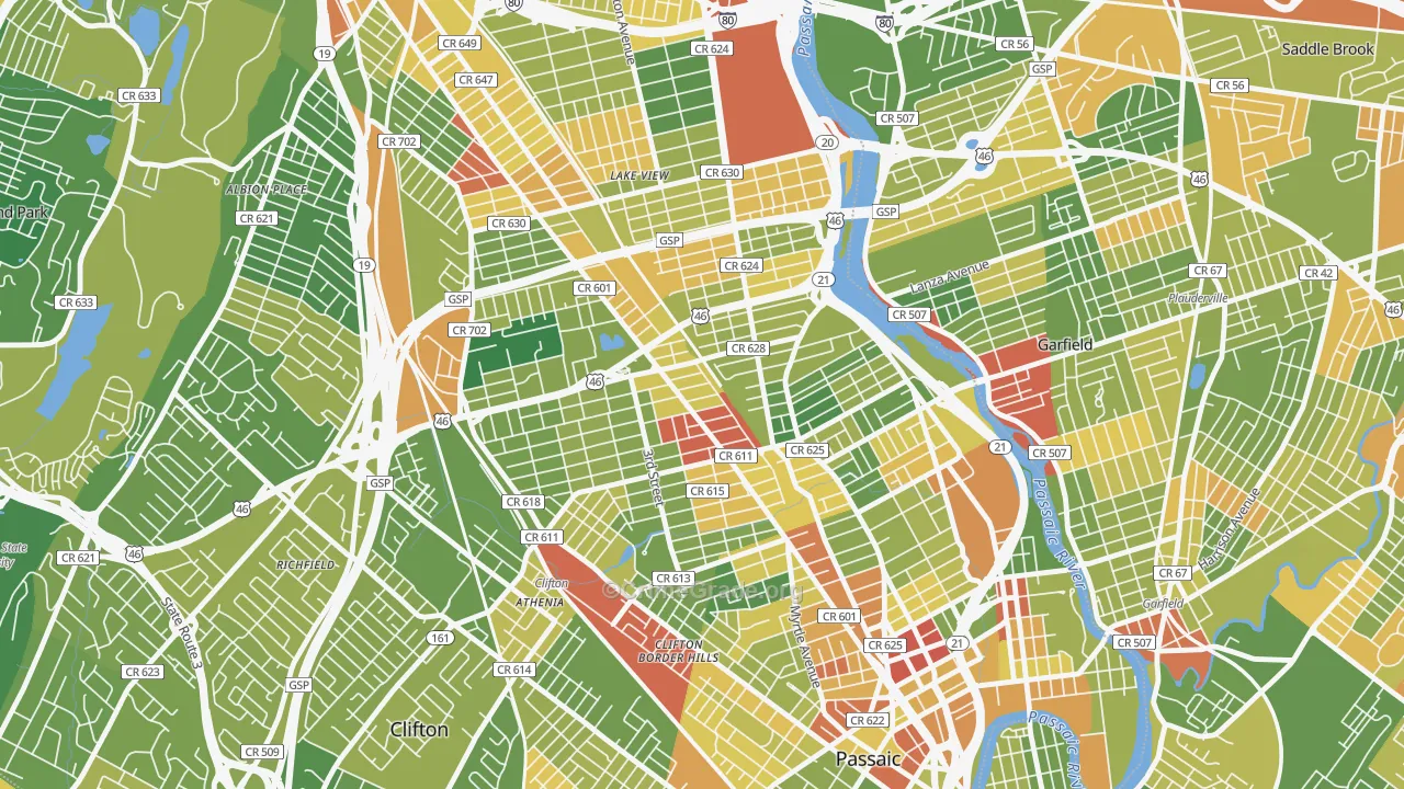 07011, NJ Map of Drug-Related Crime Rates