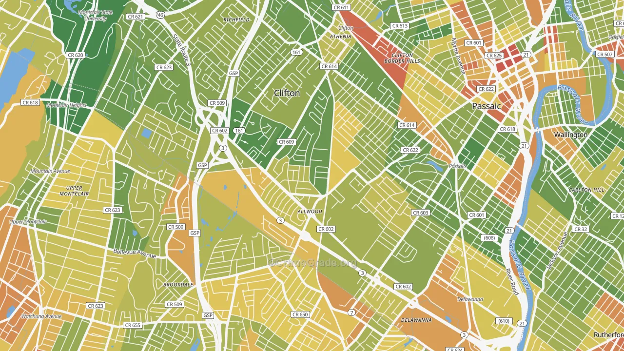 07012, NJ Map of Drug-Related Crime Rates