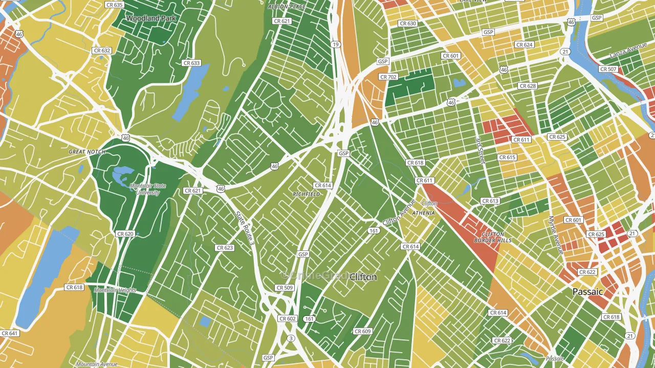 07013, NJ Map of Drug-Related Crime Rates