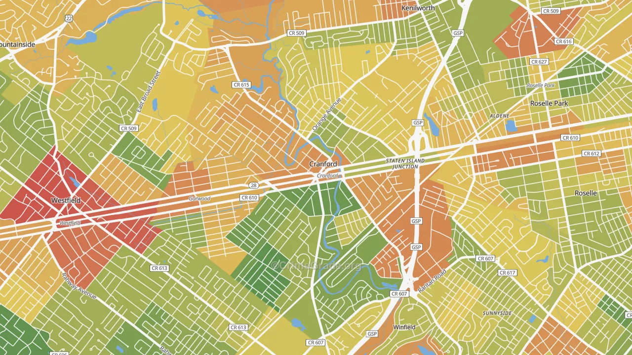 07016, NJ Map of Drug-Related Crime Rates