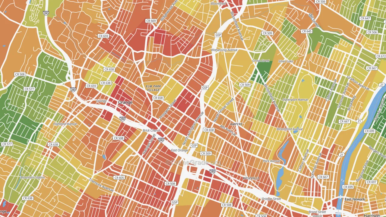 07017, NJ Map of Drug-Related Crime Rates