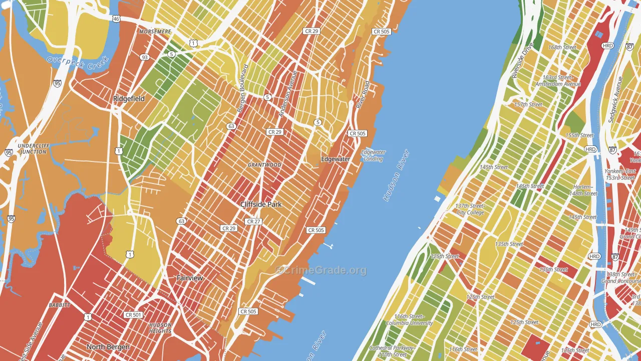 07020, NJ Map of Drug-Related Crime Rates