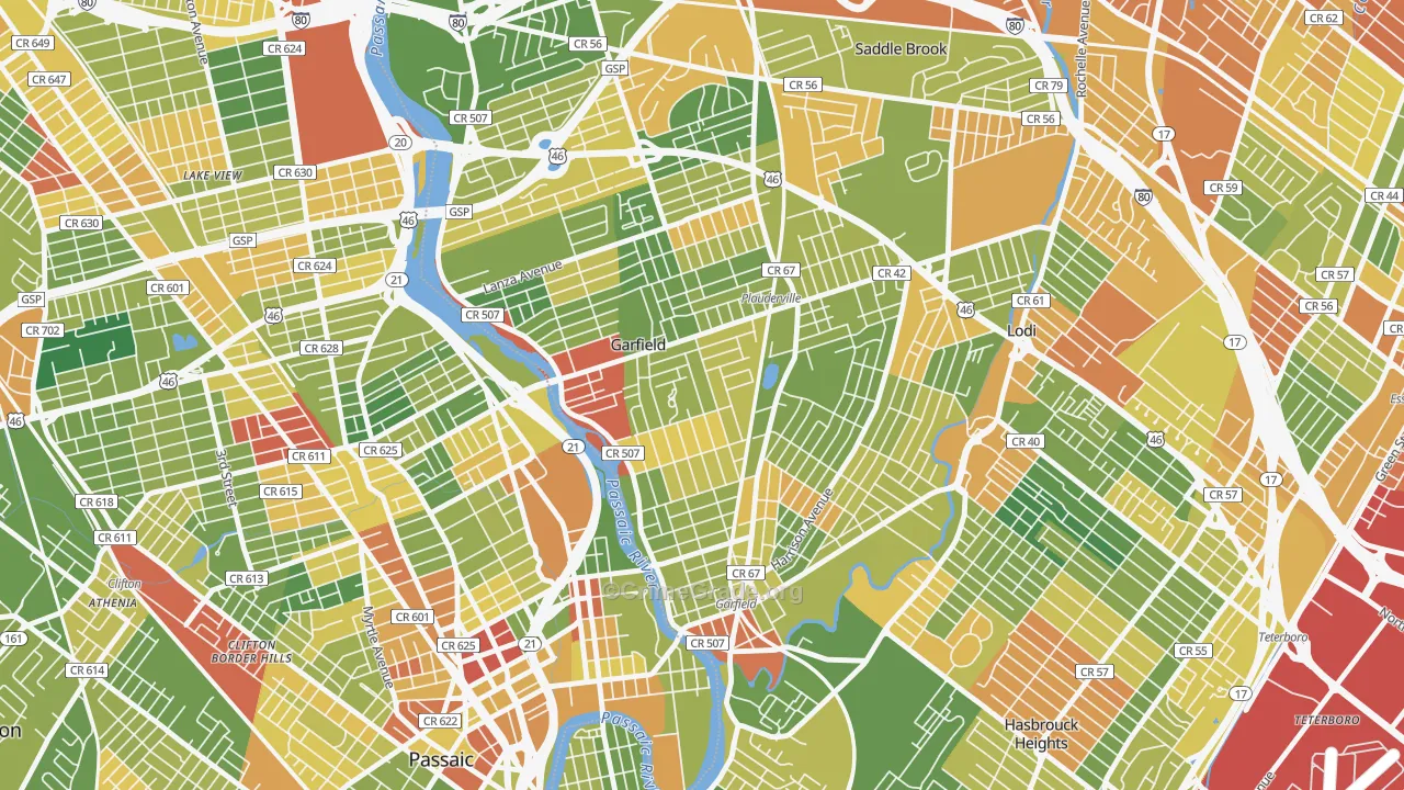 07026, NJ Map of Drug-Related Crime Rates